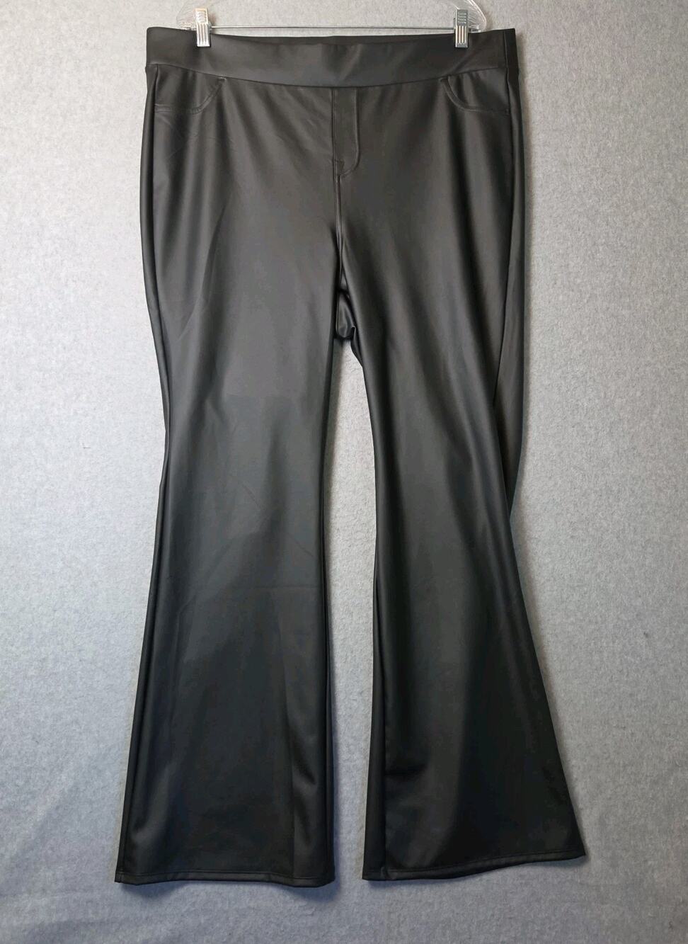 Torrid 2 Black Vegan Leather High Rise Boot Leg Pants Women Plus 2X Stretch